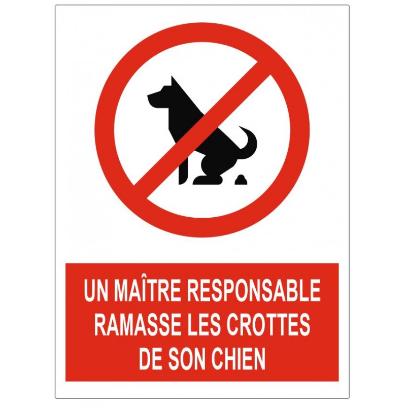 panneau interdiction un maitre responsable ramasse les crottes de son chien